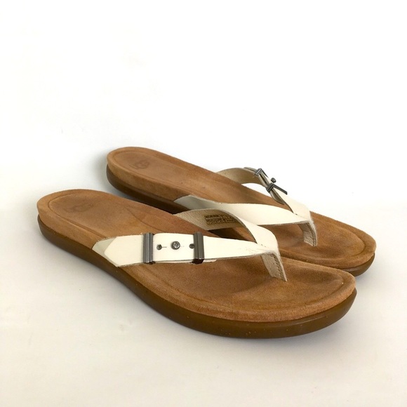UGG Shoes - UGG Flip Flop Sandals Cream Color Leather